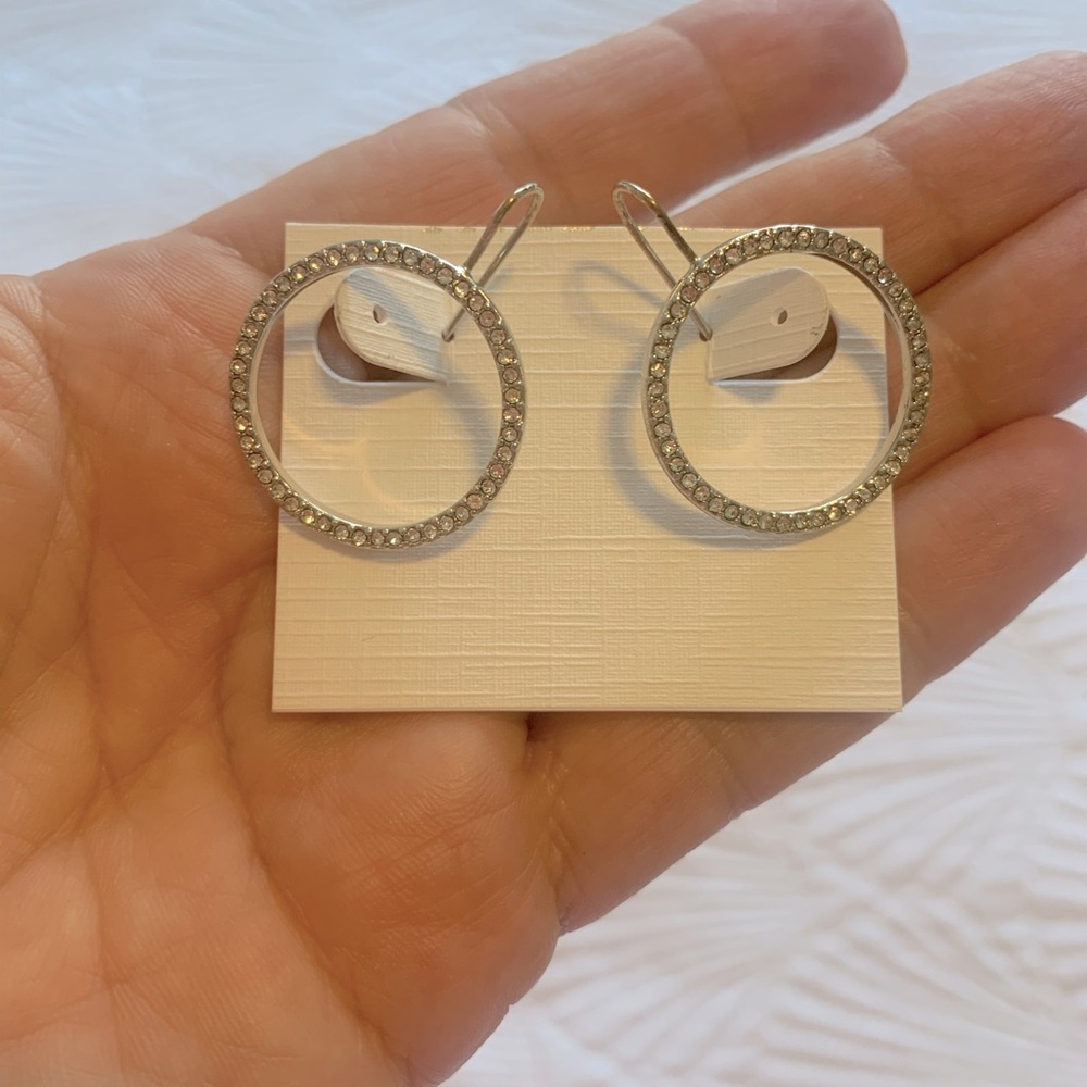 Swarovski Crystal Silver Rhinestone Hoop Earrings